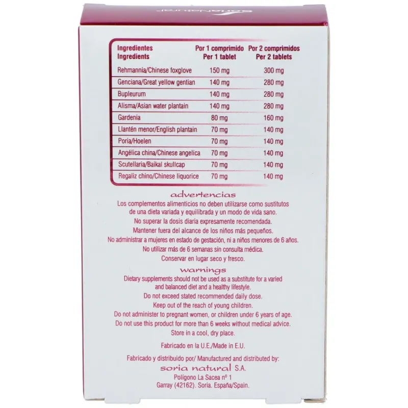 Soria natural chinasor 34 long dan xie gan wan 30comp | Farmacia Barata