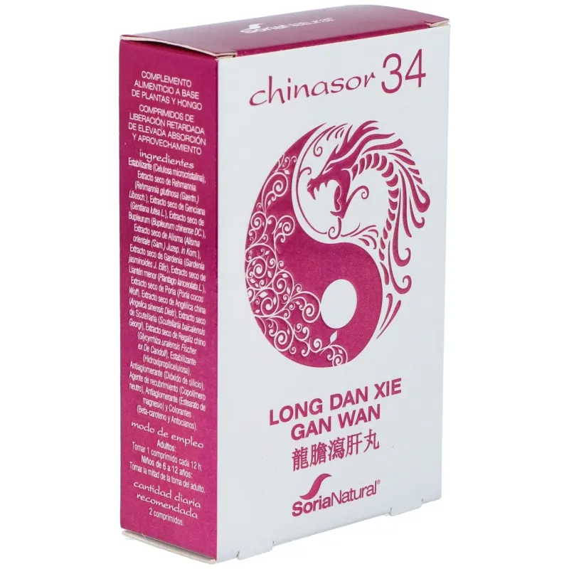 Soria natural chinasor 34 long dan xie gan wan 30comp | Farmacia Barata