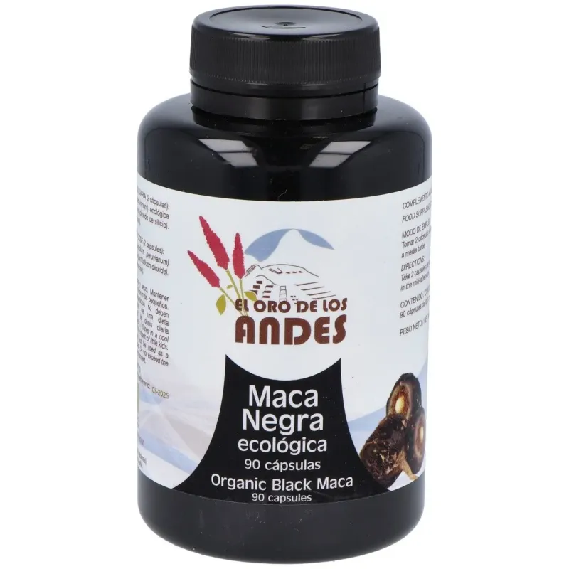 El oro de los andes maca negra ecológica 90 cápsulas | Farmacia Barata
