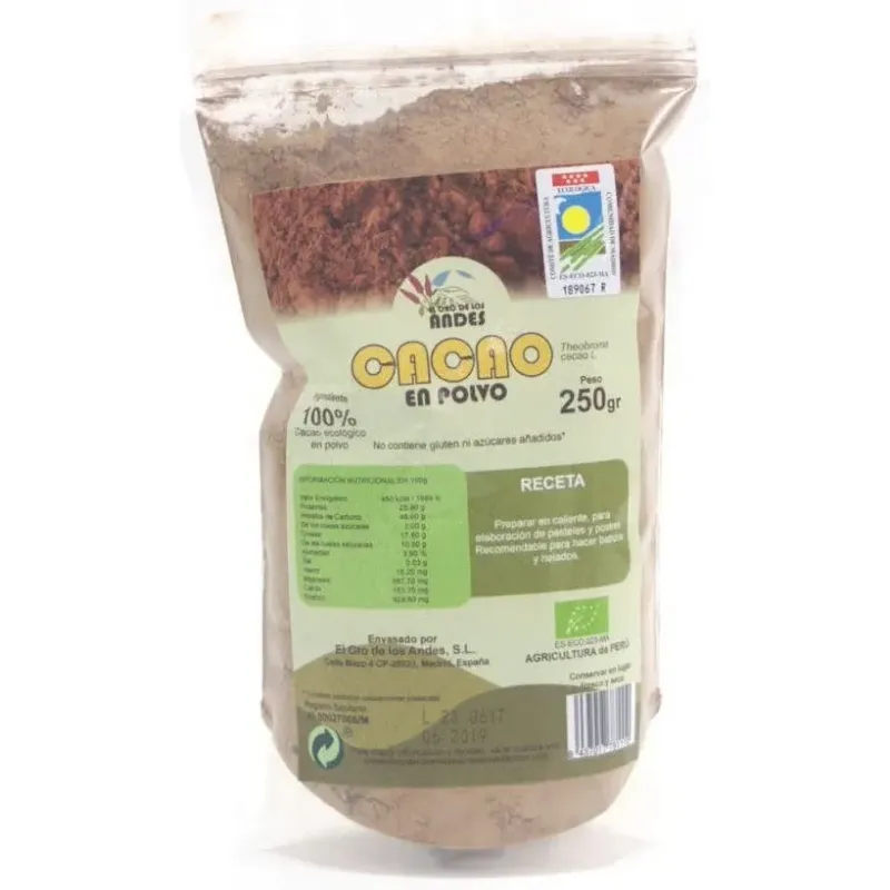 El oro de los andes cacao en polvo 250g | Farmacia Barata