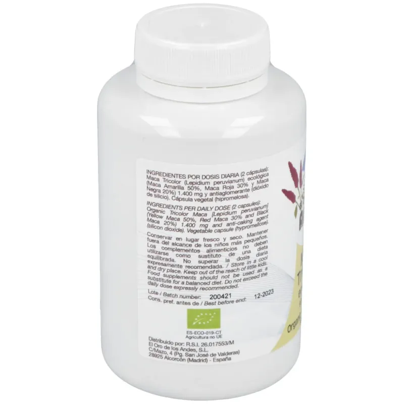 El oro de los andes maca tricolor 700 mg 90 caps bio | Farmacia Barata