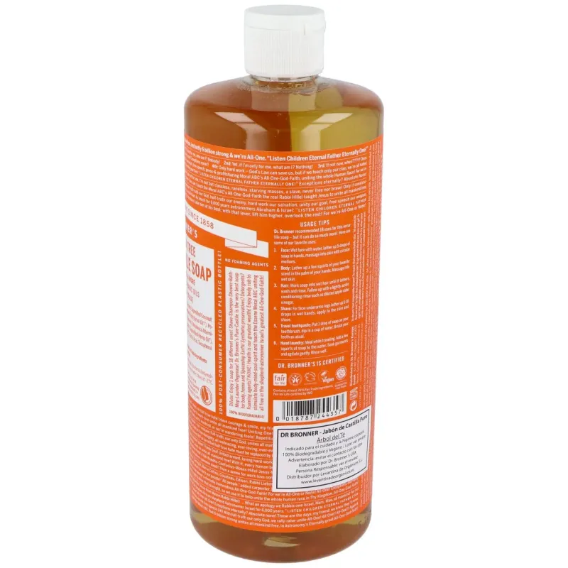 Dr. bronner's jabón líquido árbol té 945ml | Farmacia Barata