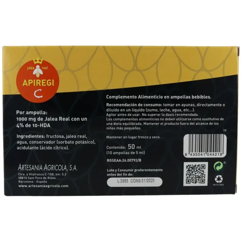 Artesania agricola apiregi c jalea real 10 ampollas | Farmacia Barata Artesania agricola apiregi c jalea real 10 ampollas | Farmacia Barata