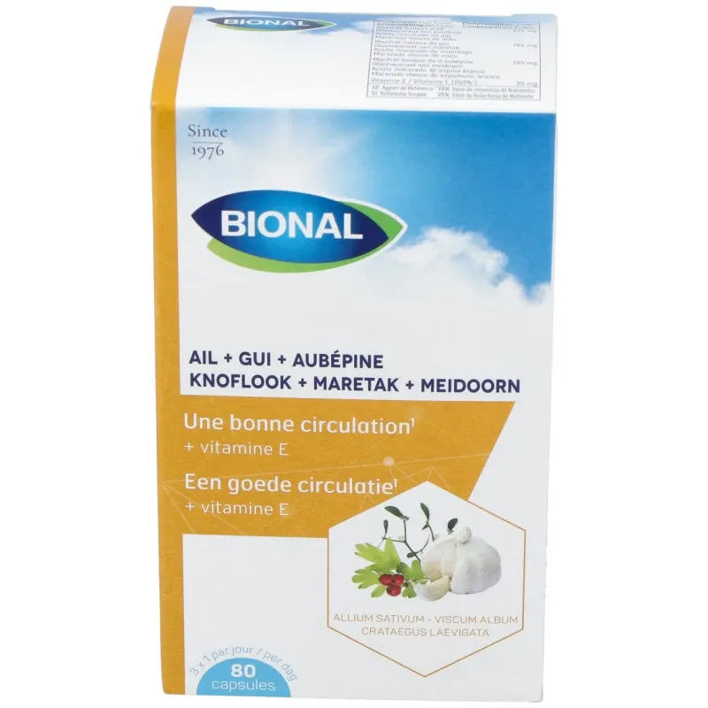 Bional ajo+muérdago+espino blanco+vitamina e 80 cápsulas | Farmacia Barata