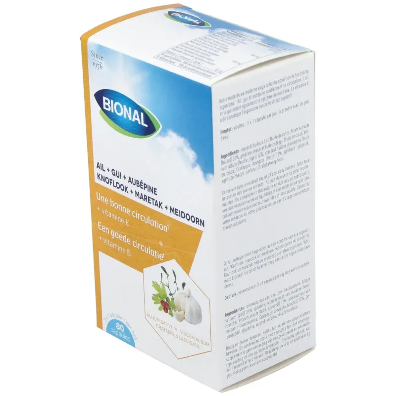 Bional ajo+muérdago+espino blanco+vitamina e 80 cápsulas | Farmacia Barata