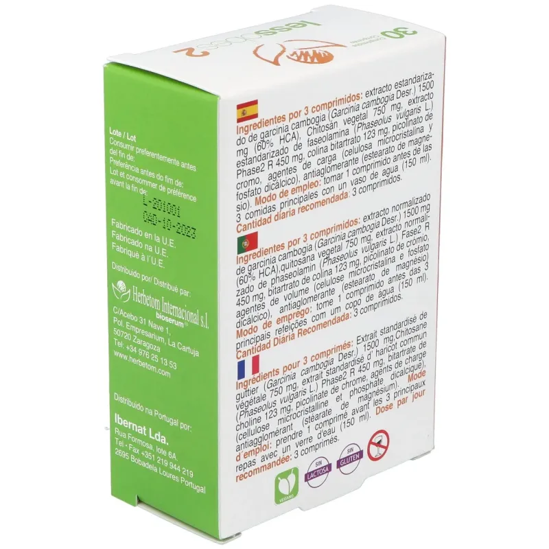 Herbetom lesobes 2 control de calorías 30 comprimidos | Farmacia Barata