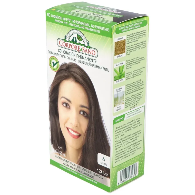 Corpore sano tinte permanente nº 4 castaño140ml | Farmacia Barata Corpore sano tinte permanente nº 4 castaño140ml | Farmacia Barata
