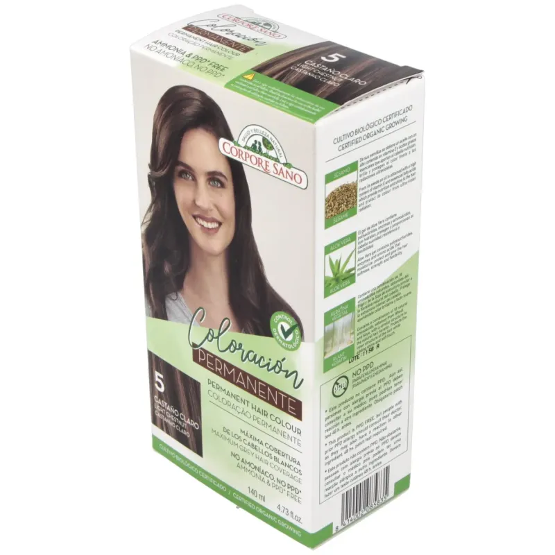 Corpore sano tinte permanente nº 5 castaño claro 140ml | Farmacia Barata Corpore sano tinte permanente nº 5 castaño claro 140ml | Farmacia Barata