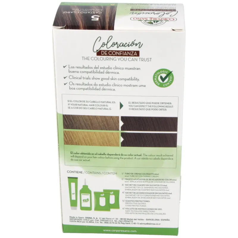 Corpore sano tinte permanente nº 5 castaño claro 140ml | Farmacia Barata Corpore sano tinte permanente nº 5 castaño claro 140ml | Farmacia Barata