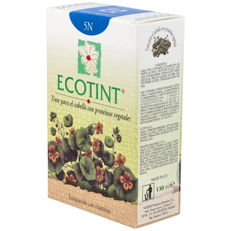 Ecotint tinte cabello 5n castaño claro 130ml | Farmacia Barata Ecotint tinte cabello 5n castaño claro 130ml | Farmacia Barata