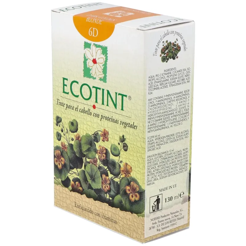 Ecotint tinte cabello 6d rubio oscuro dorado 130ml | Farmacia Barata