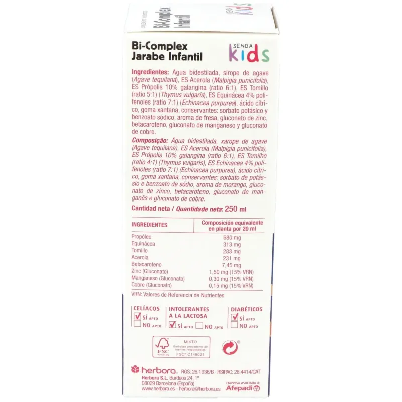 Senda kids bicomplex infantil 250ml | Farmacia Barata