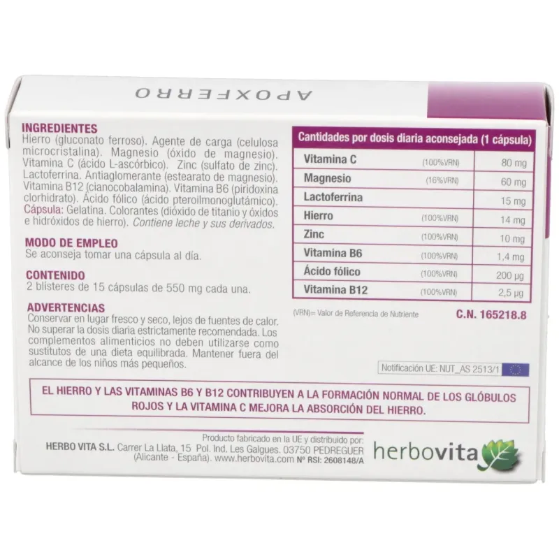 Herbovita apoxferro 30cáps | Farmacia Barata Herbovita apoxferro 30cáps | Farmacia Barata