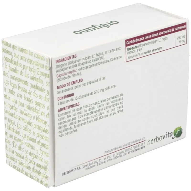 Herbovita orégano 60caps | Farmacia Barata