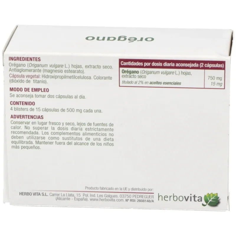 Herbovita orégano 60caps | Farmacia Barata