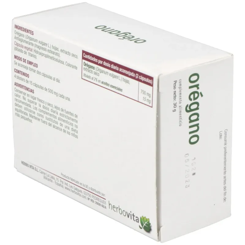 Herbovita orégano 60caps | Farmacia Barata