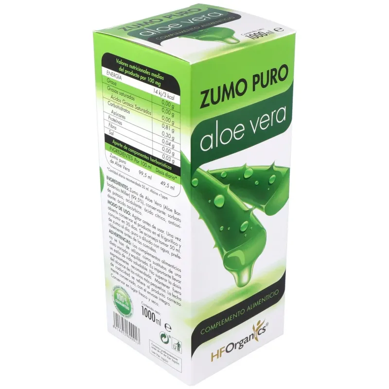 Hforganics zumo puro aloe vera 1l | Farmacia Barata