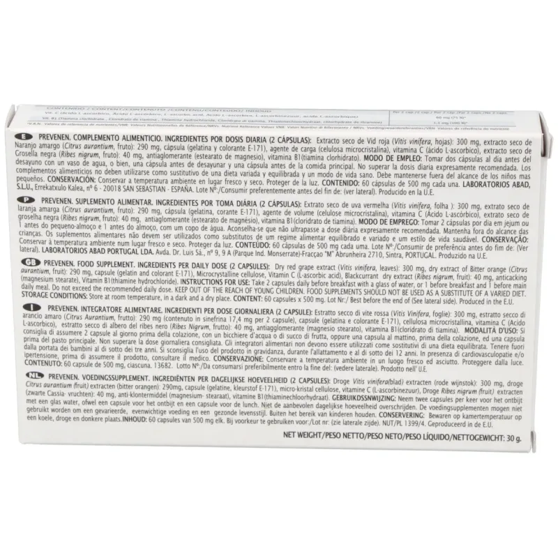 Prevenen varices/hemorroides 60cap | Farmacia Barata