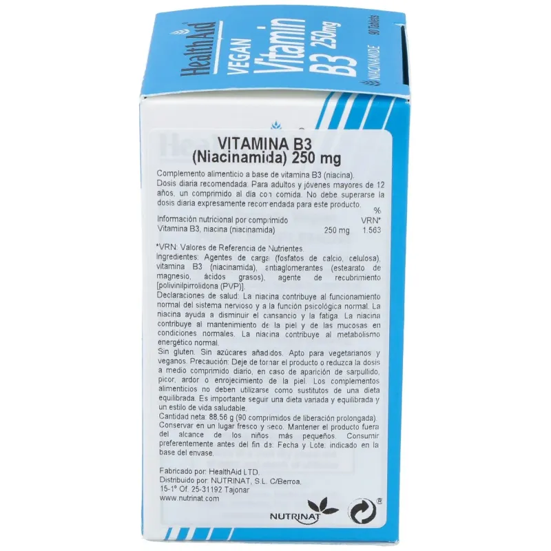 Healthaid vitamina b3 (niacinamida) 250mg 90comp | Farmacia Barata