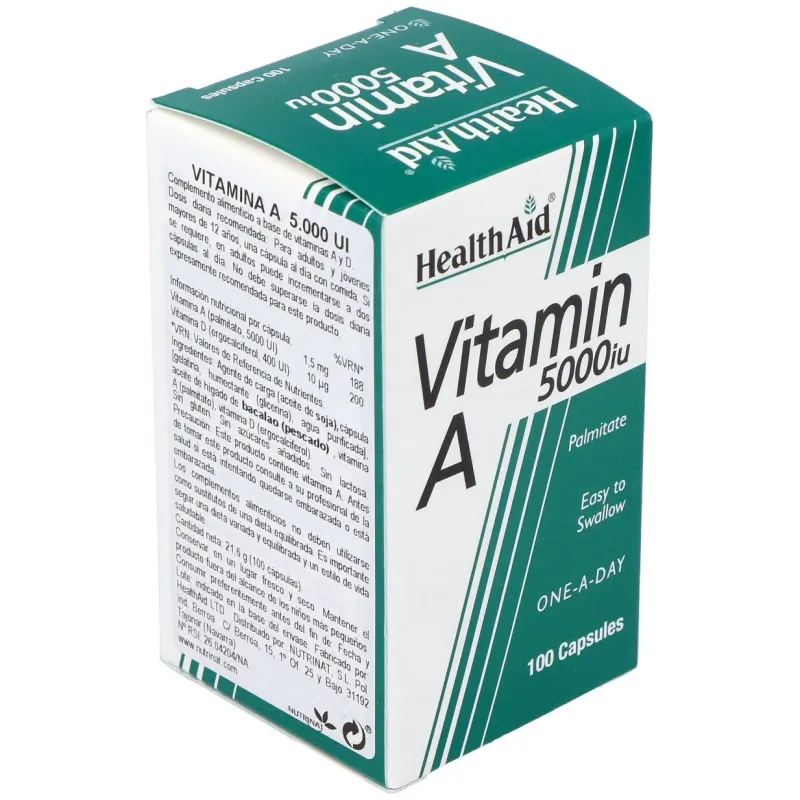 Vit a 5000ui con vit d 400ui 100cap. health aid | Farmacia Barata