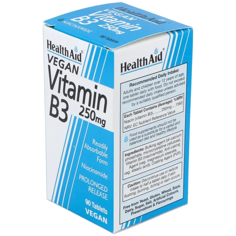 Healthaid vitamina b3 (niacinamida) 250mg 90comp | Farmacia Barata