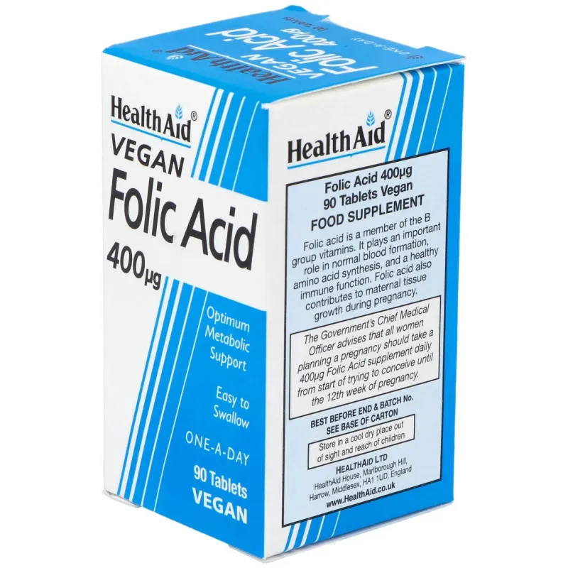 Acido folico 90comp. health aid | Farmacia Barata