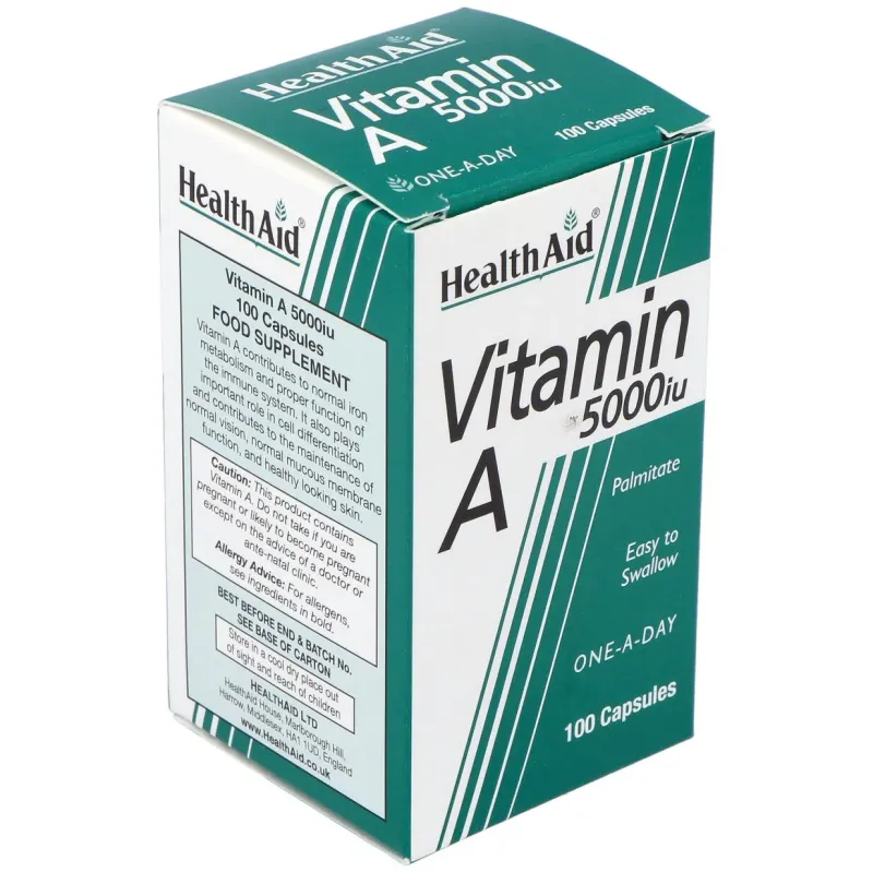Vit a 5000ui con vit d 400ui 100cap. health aid | Farmacia Barata