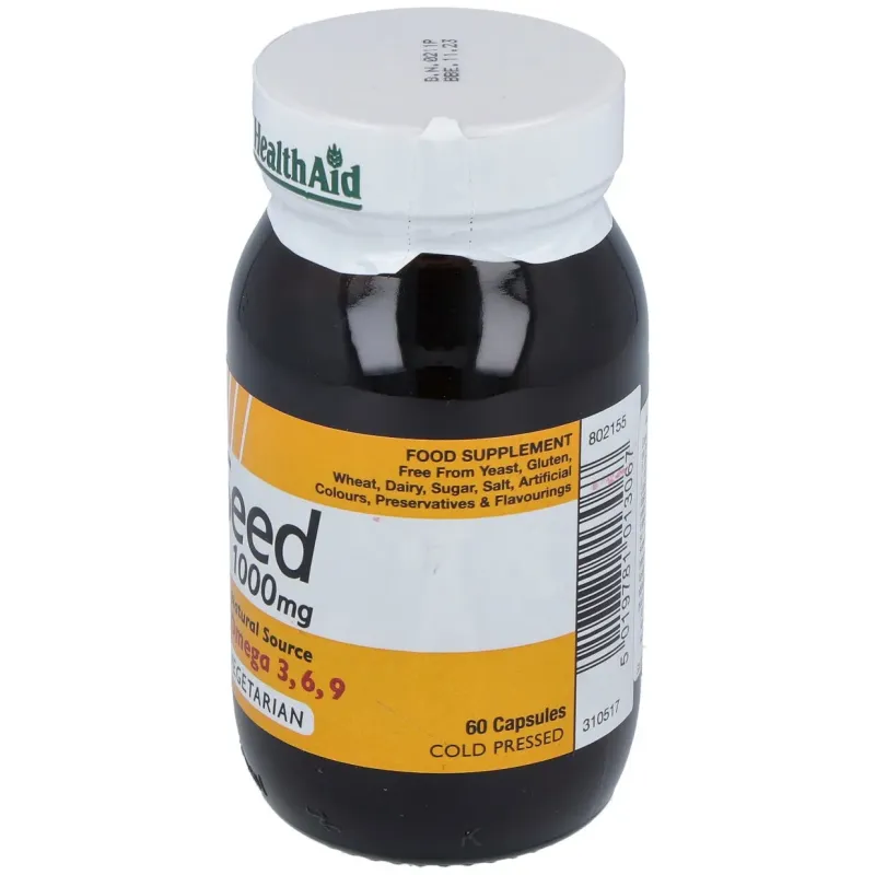 Aceite de linaza flaxseed oil 60cap. health aid | Farmacia Barata