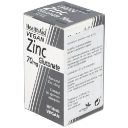Healthaid gluconato de zinc 70 mg 90 comprimidos | Farmacia Barata