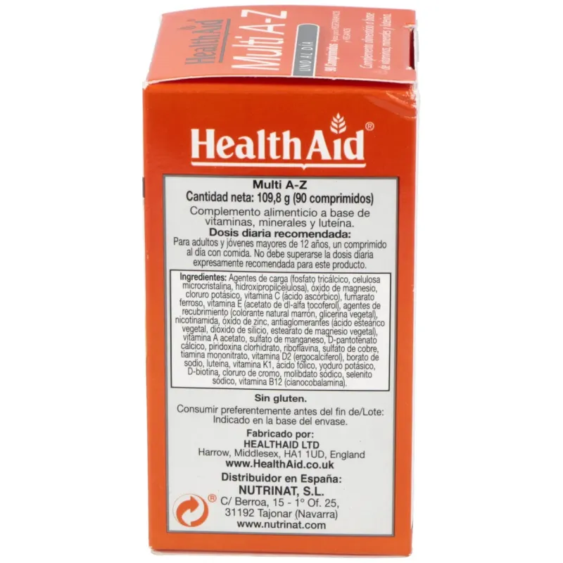 Multivit y minerals a to z 90comp. health aid | Farmacia Barata