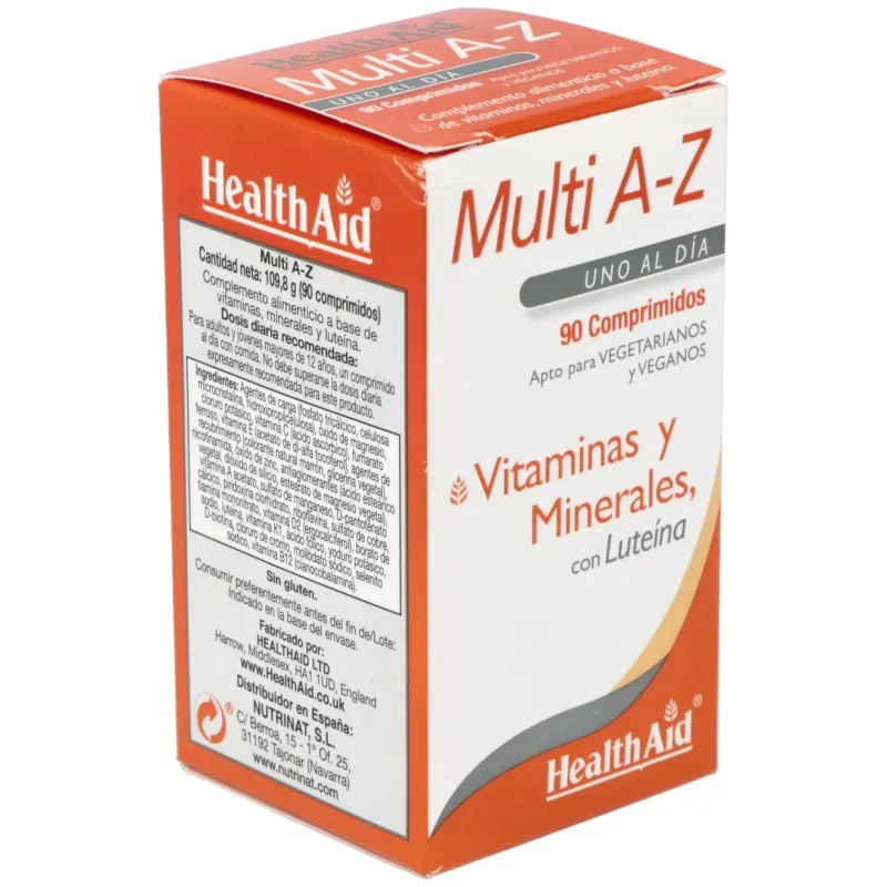 Multivit y minerals a to z 90comp. health aid | Farmacia Barata