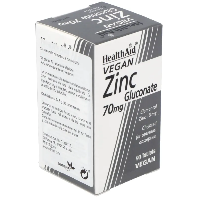 Healthaid gluconato de zinc 70 mg 90 comprimidos | Farmacia Barata
