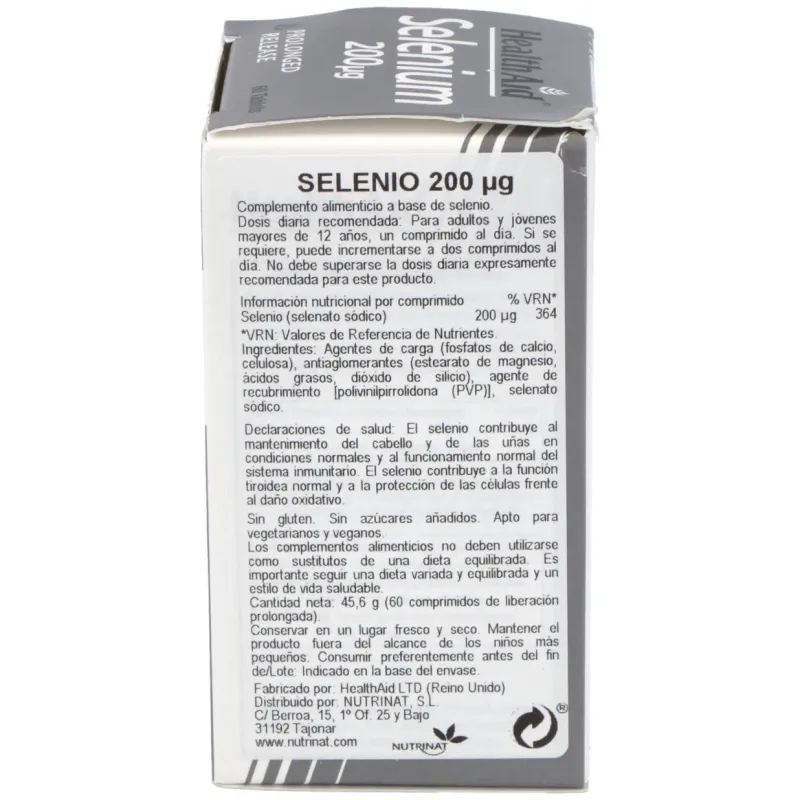 Healthaid selenio 200 gr 60 comprimidos | Farmacia Barata