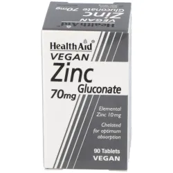 Healthaid gluconato de zinc 70 mg 90 comprimidos | Farmacia Barata