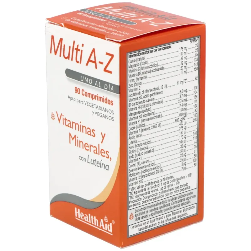 Multivit y minerals a to z 90comp. health aid | Farmacia Barata