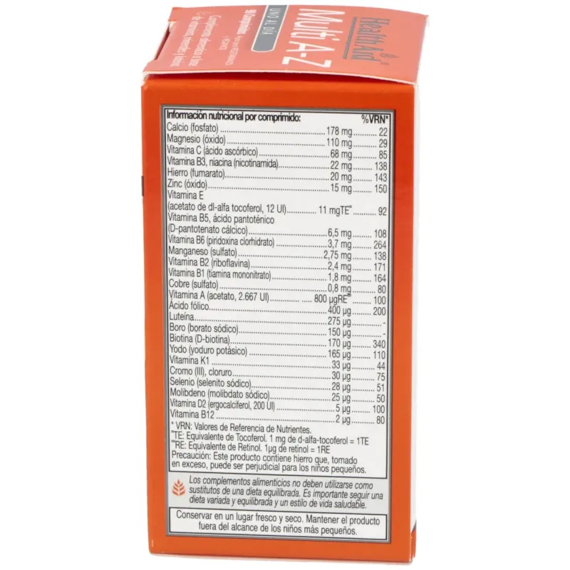 Multivit y minerals a to z 90comp. health aid | Farmacia Barata