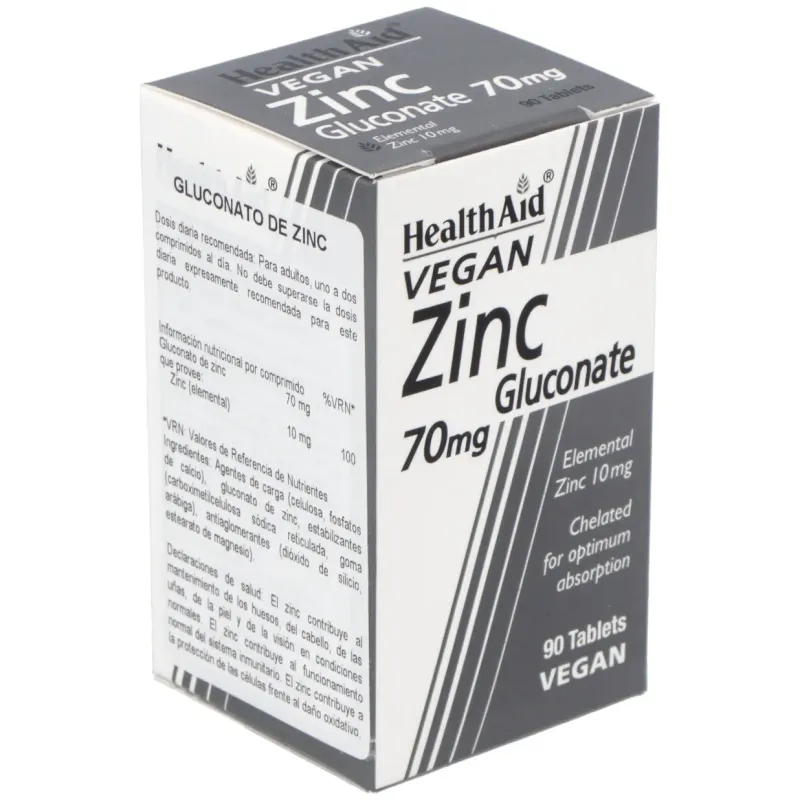 Healthaid gluconato de zinc 70 mg 90 comprimidos | Farmacia Barata