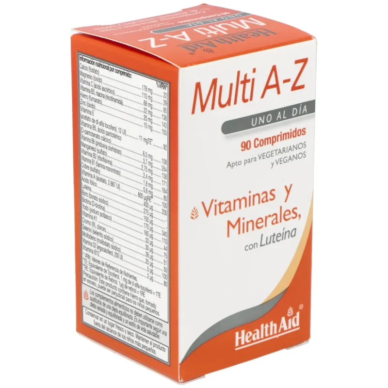 Multivit y minerals a to z 90comp. health aid | Farmacia Barata