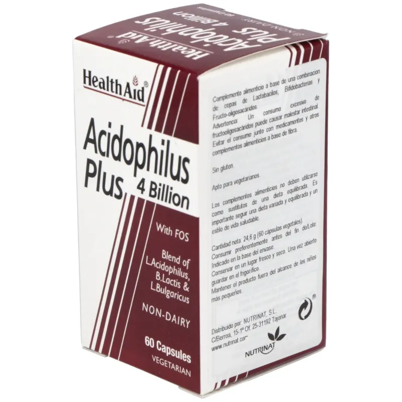 Acidophilus plus 4 billion 60cap. health aid | Farmacia Barata