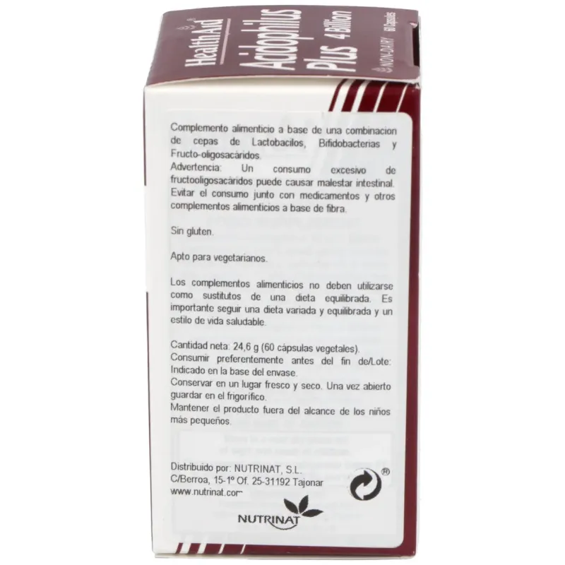 Acidophilus plus 4 billion 60cap. health aid | Farmacia Barata