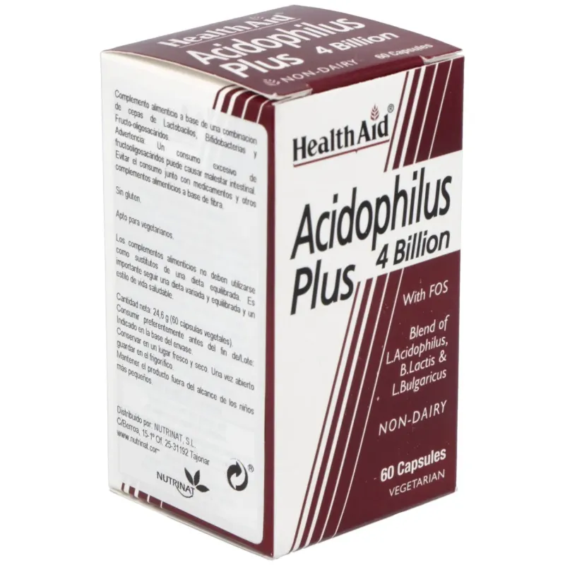 Acidophilus plus 4 billion 60cap. health aid | Farmacia Barata