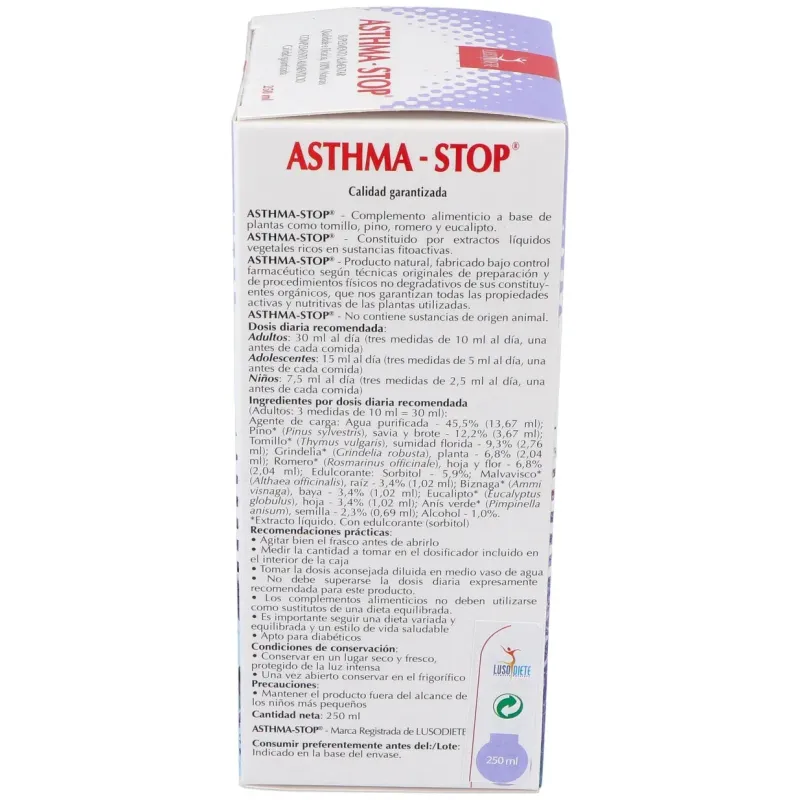 Asthma-stop 250ml. lusodiete | Farmacia Barata