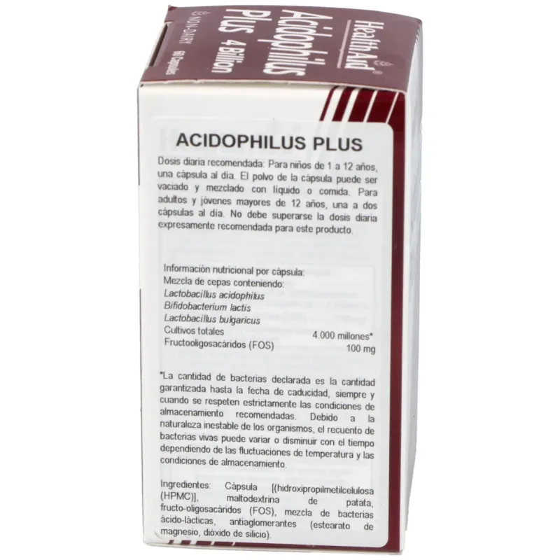 Acidophilus plus 4 billion 60cap. health aid | Farmacia Barata