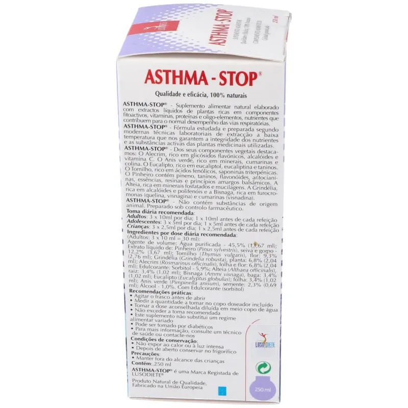 Asthma-stop 250ml. lusodiete | Farmacia Barata