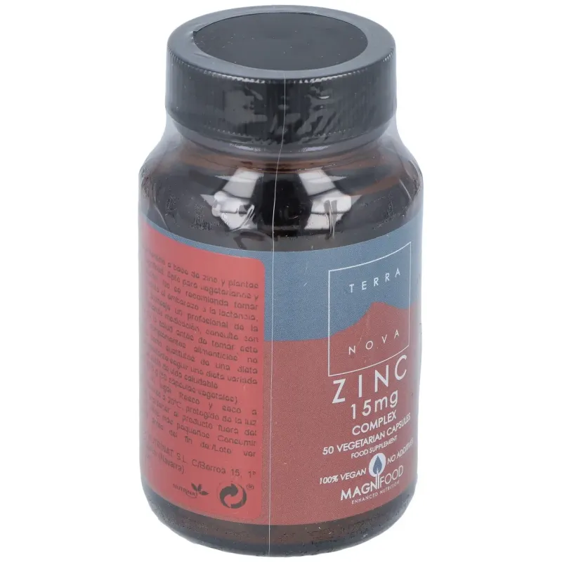 Terranova zinc 15 mg complex 50 cápsulas | Farmacia Barata