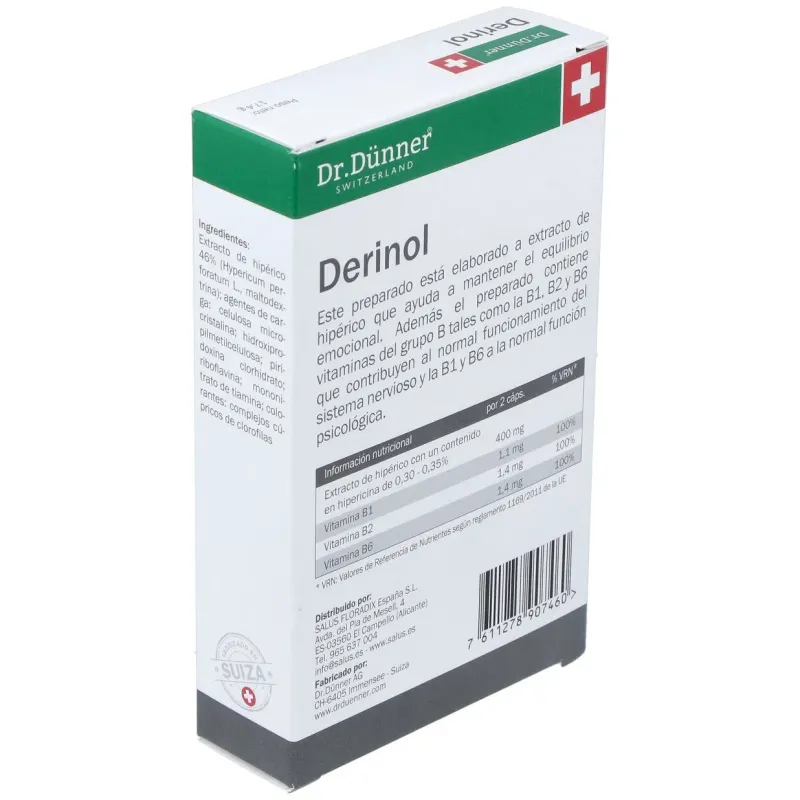 Derinol (deprinol) (hiperico) 40cap. dr.dunner | Farmacia Barata
