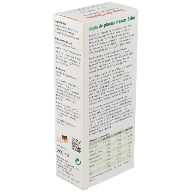 Jugo de llanten 200ml. schoenenberger | Farmacia Barata