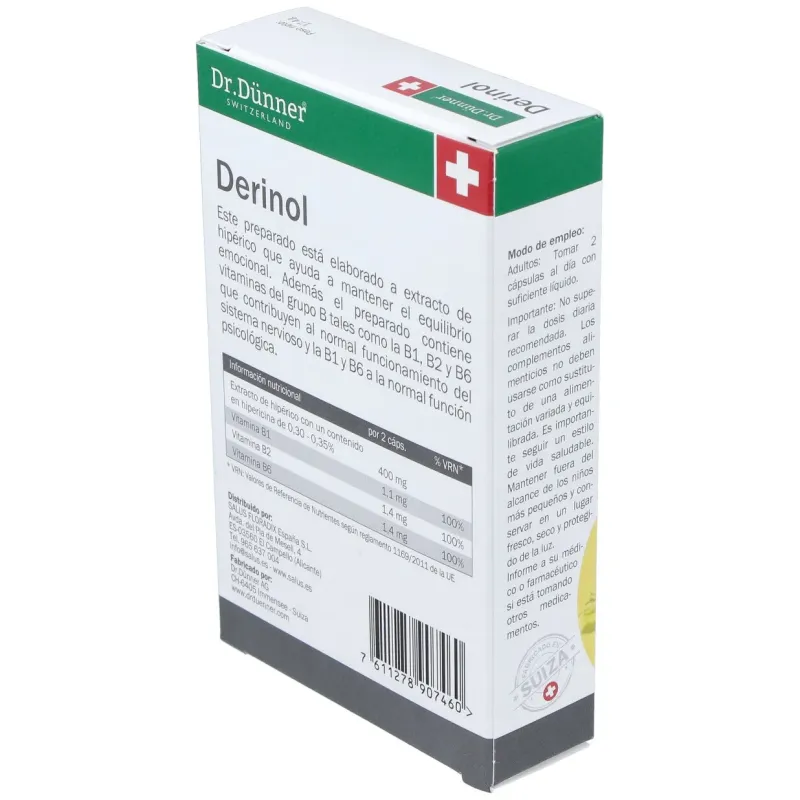 Derinol (deprinol) (hiperico) 40cap. dr.dunner | Farmacia Barata