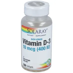 Solaray Vitamina D3 400 ui, 120 cápsulas