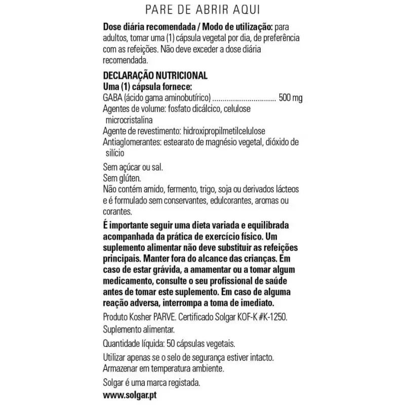 Solgar gaba 500mg 50caps | Farmacia Barata Solgar gaba 500mg 50caps | Farmacia Barata
